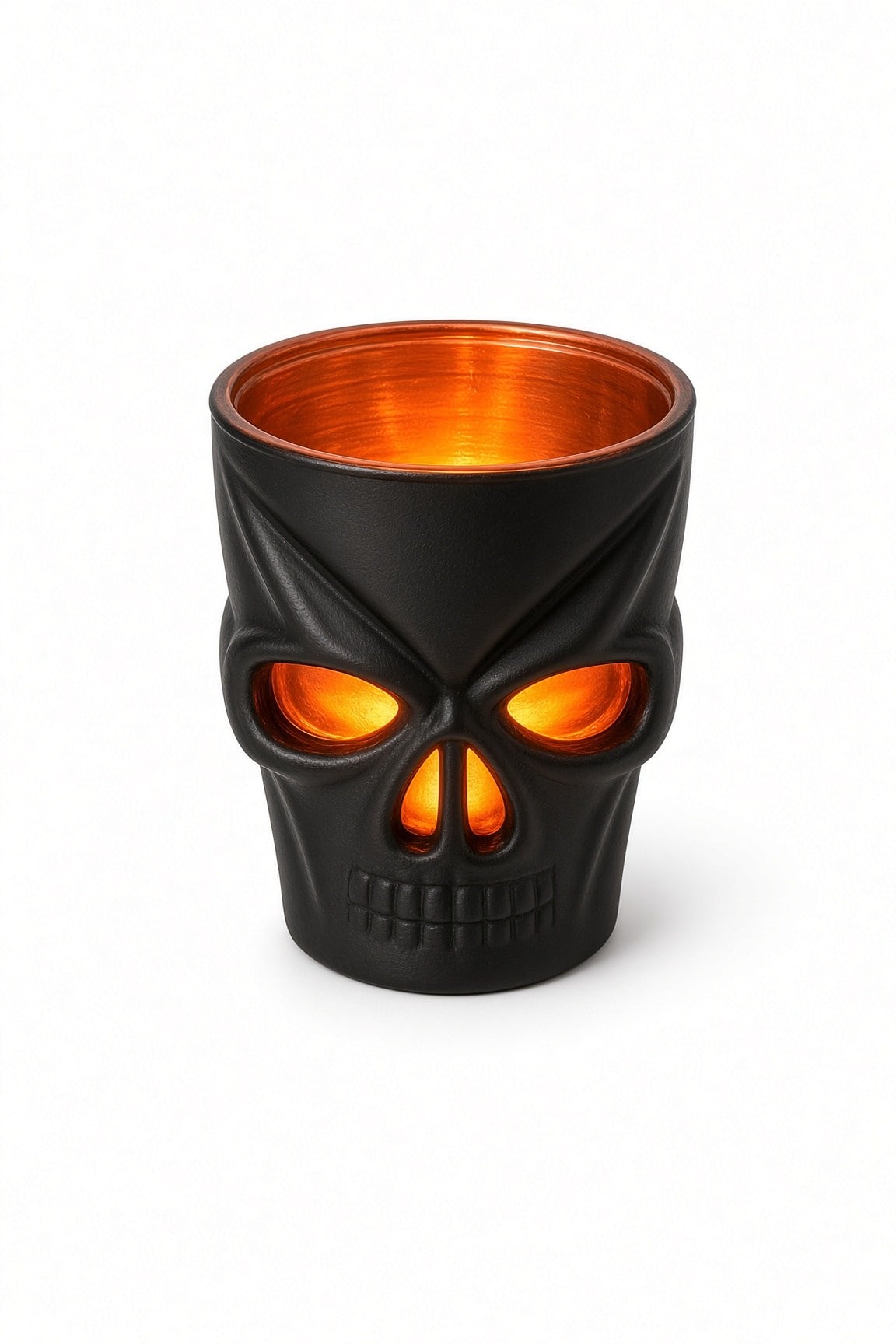 Halloween Siyah Led Işıklı Kuru Kafa Bardak Kafatası Tasarımlı