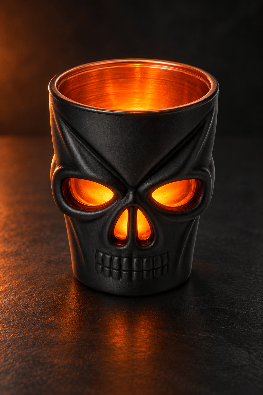 Halloween Siyah Led Işıklı Kuru Kafa Bardak Kafatası Tasarımlı