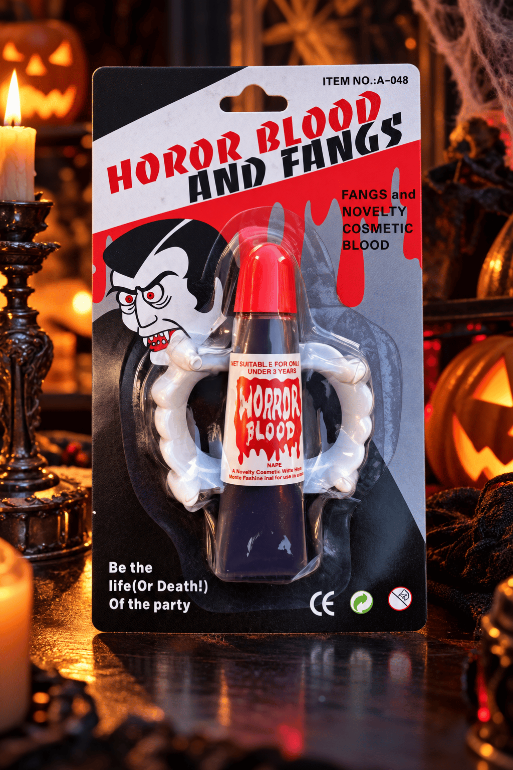 Halloween Vampir Diş Seti + Sahte Kan Takma Ön Diş cadılar bayramı