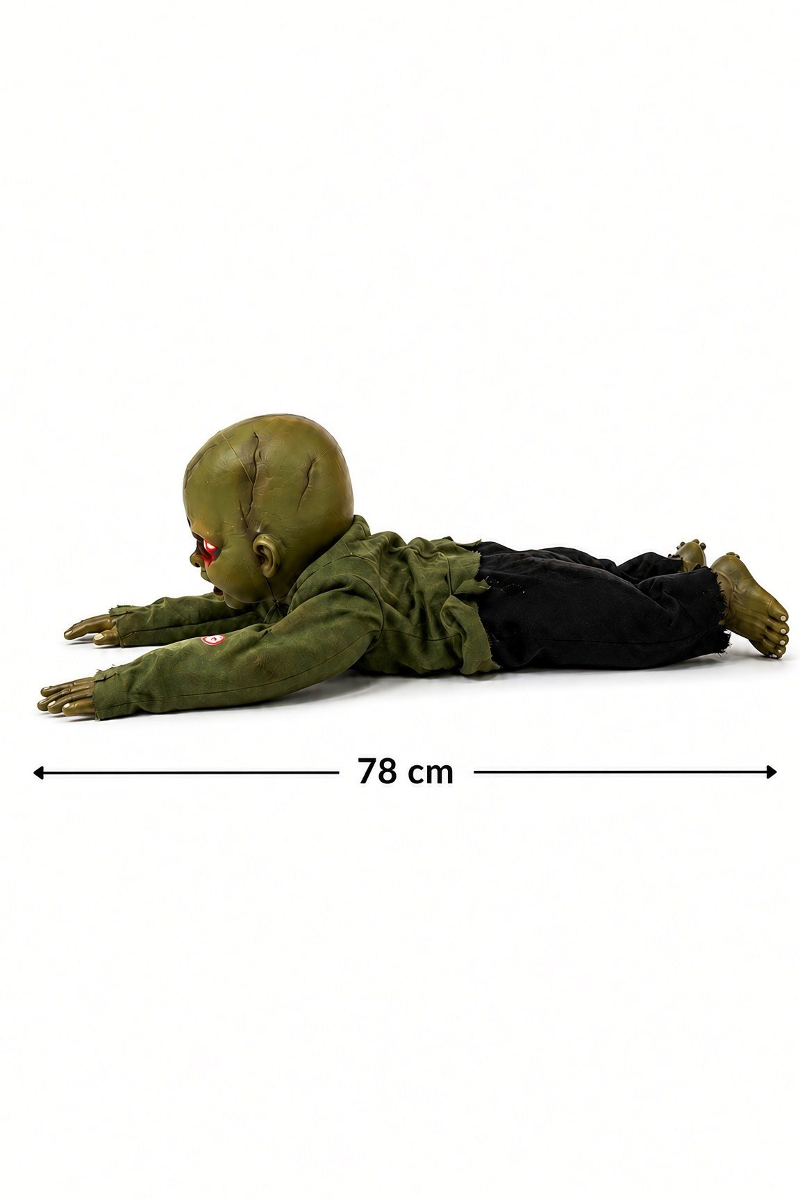 Halloween78 Cm Hareketli Sürünen Zombi Bebek Sesli Işıklı Korku Süsü