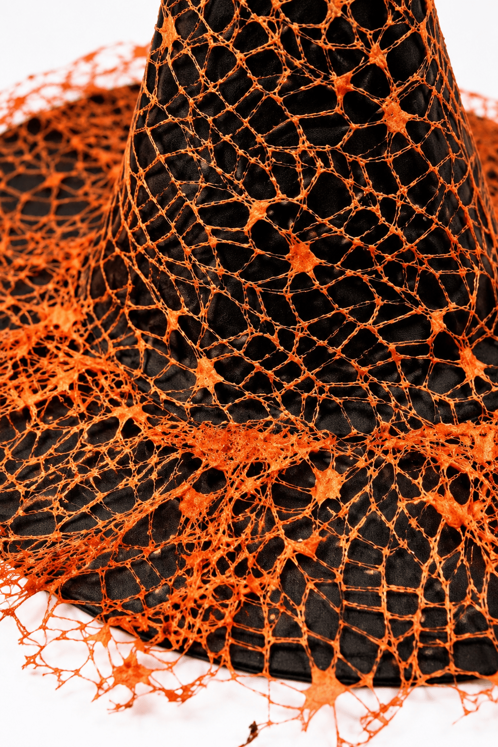 Hallowen cadı şapkası güpürlü ağlı siyah-turuncu