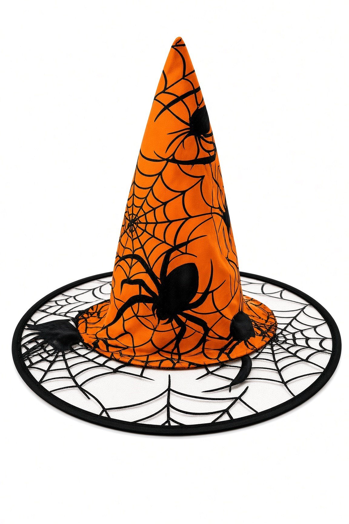 Hallowen cadı şapkası Turuncu Dev Örümcek Desenli