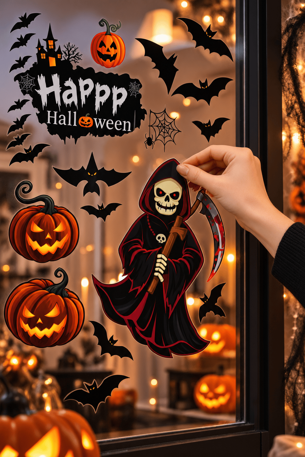 Hallowen cam stickers Cadılar Bayramı Cam Sticker Seti Azrail