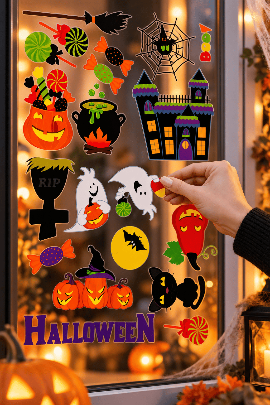 Hallowen Cam stickers Cadılar Bayramı Cam Sticker Seti