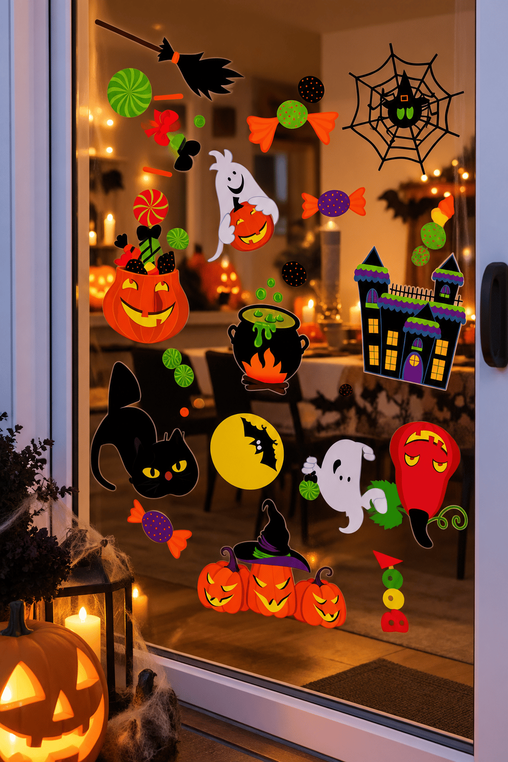 Hallowen Cam stickers Cadılar Bayramı Cam Sticker Seti