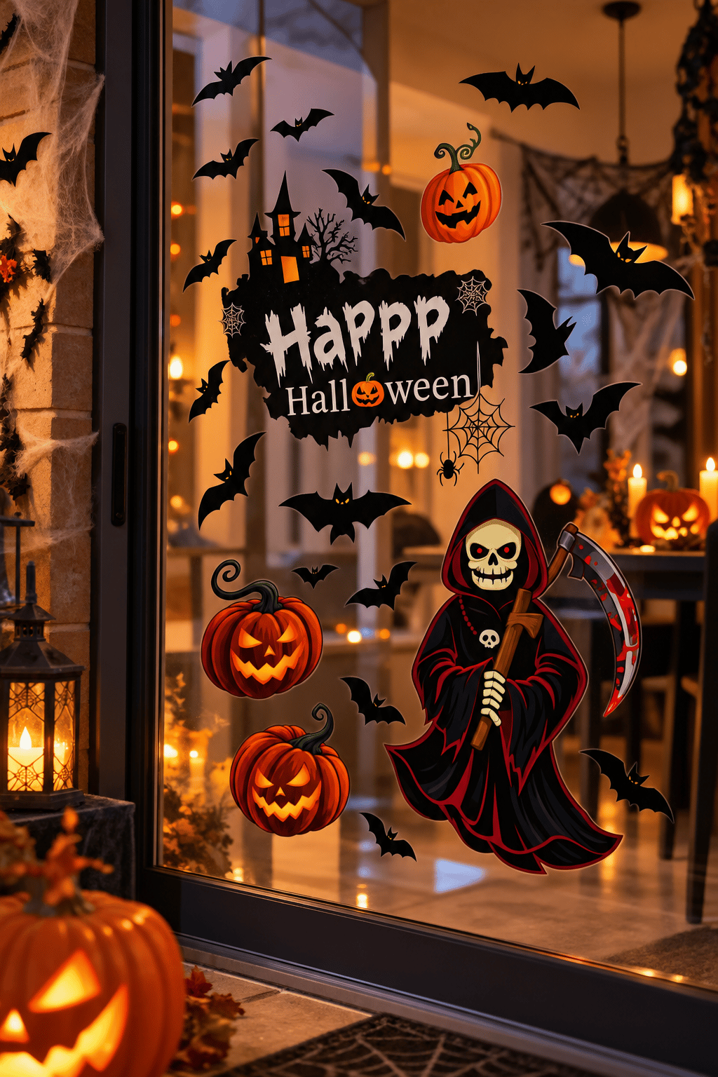 Hallowen cam stickers Cadılar Bayramı Cam Sticker Seti Azrail