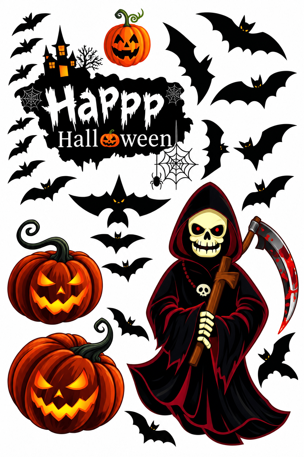 Hallowen cam stickers Cadılar Bayramı Cam Sticker Seti Azrail