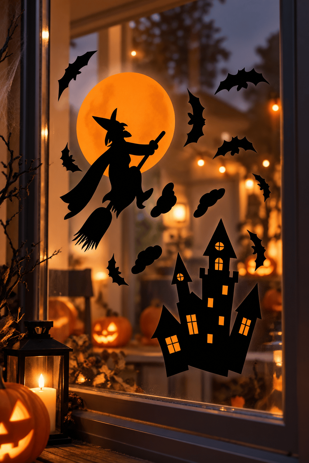 Hallowen Cam Stickers Cadılar Bayramı Cam Sticker Seti Yarasa