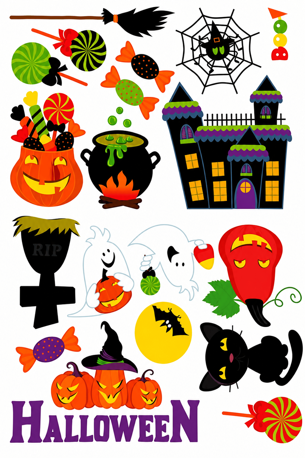 Hallowen Cam stickers Cadılar Bayramı Cam Sticker Seti
