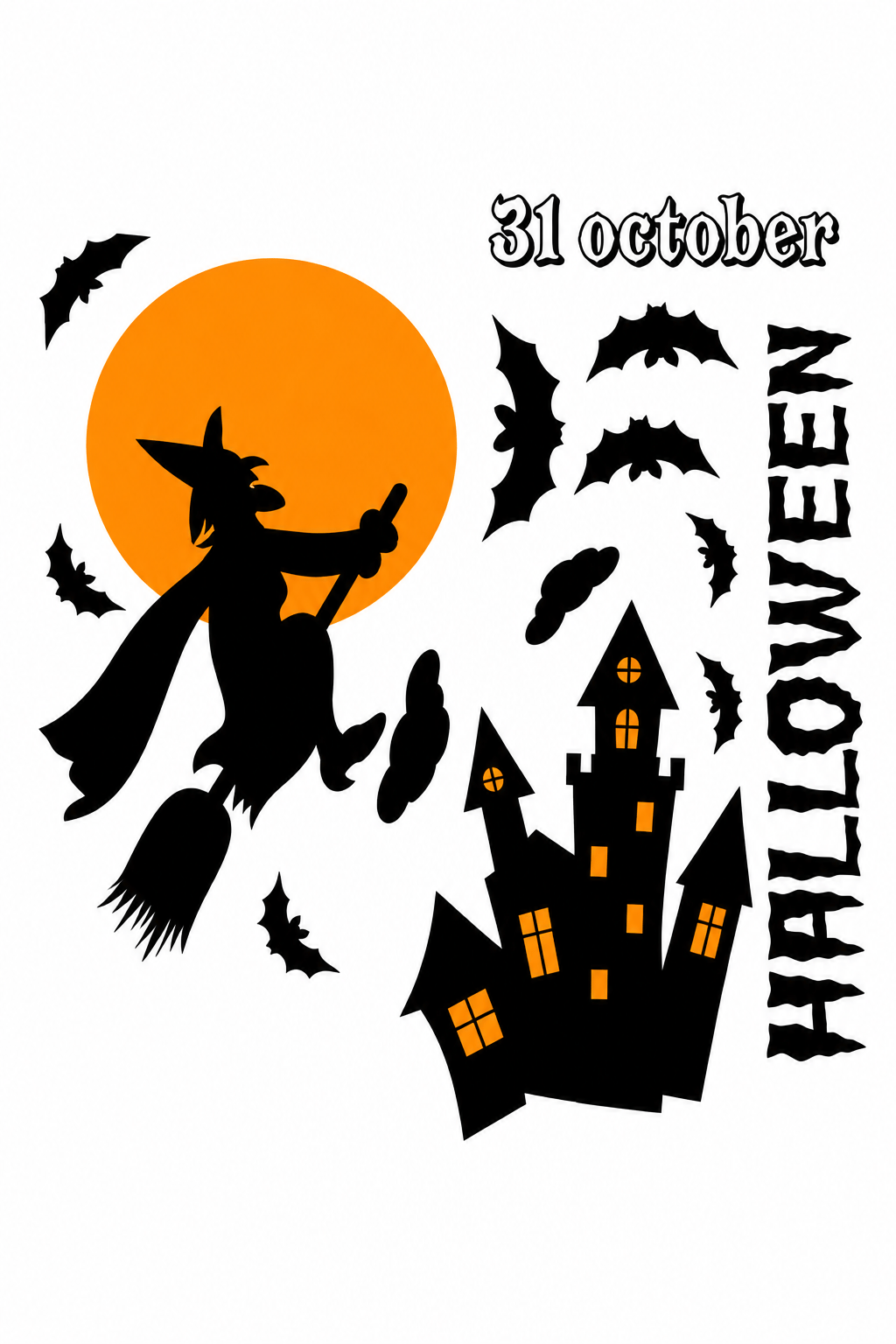 Hallowen Cam Stickers Cadılar Bayramı Cam Sticker Seti Yarasa
