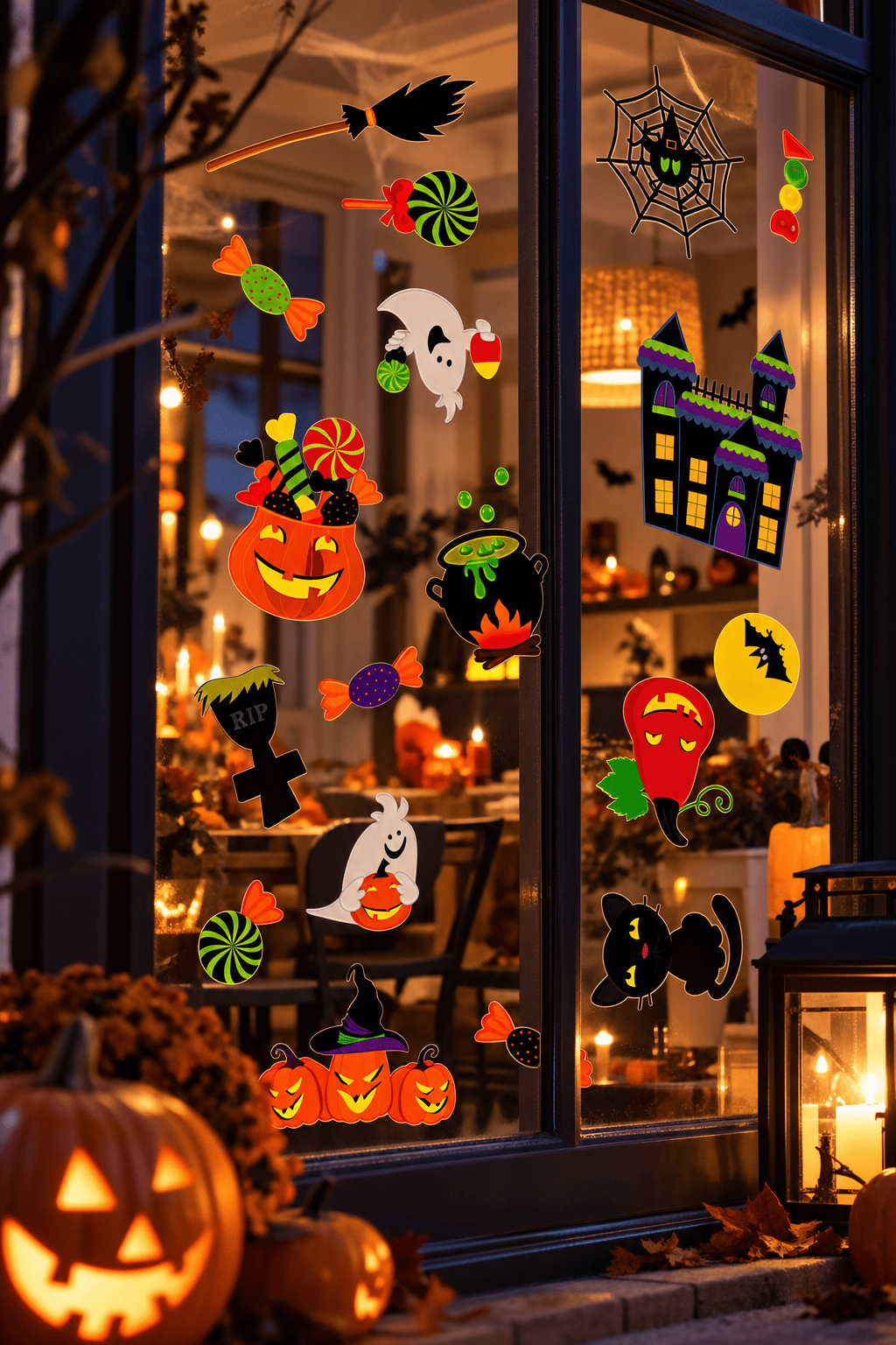 Hallowen Cam stickers Cadılar Bayramı Cam Sticker Seti