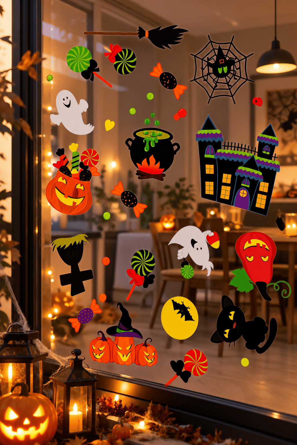 Hallowen Cam stickers Cadılar Bayramı Cam Sticker Seti
