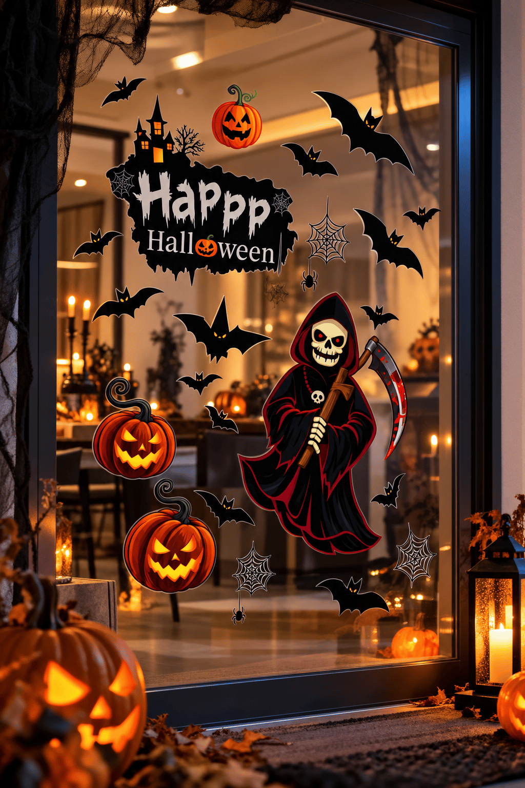 Hallowen cam stickers Cadılar Bayramı Cam Sticker Seti Azrail