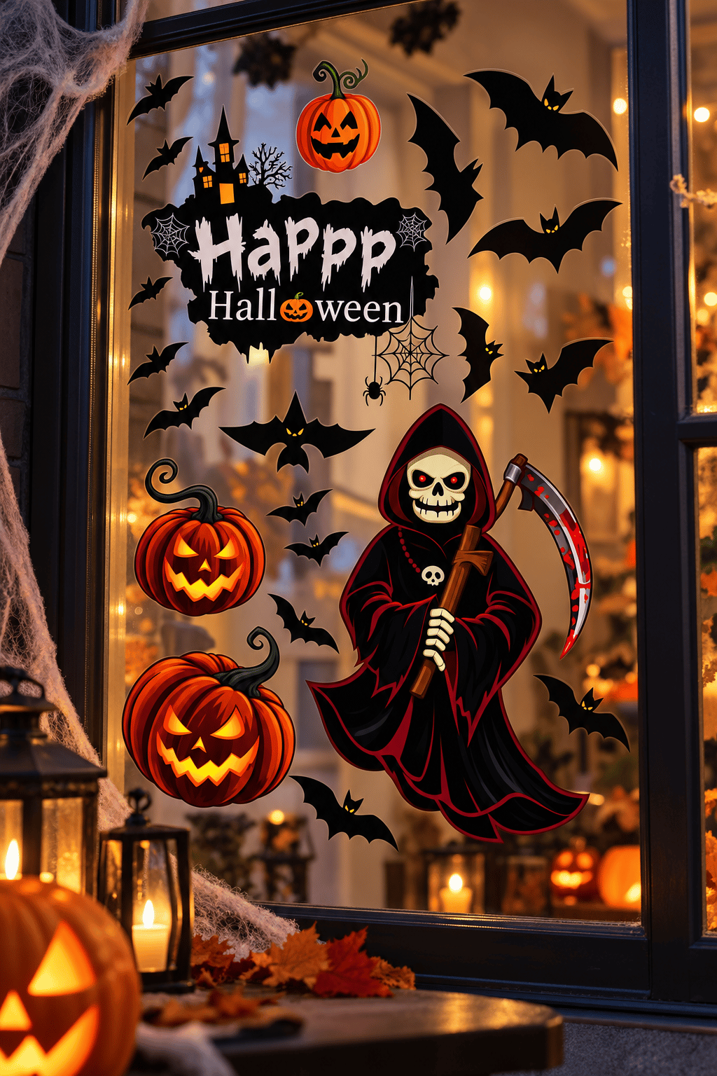 Hallowen cam stickers Cadılar Bayramı Cam Sticker Seti Azrail