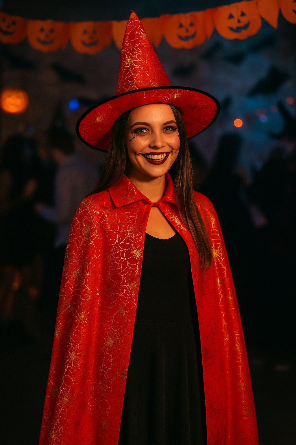 Hallowen pelerin şapka Kırmızı Örümcek Ağlı