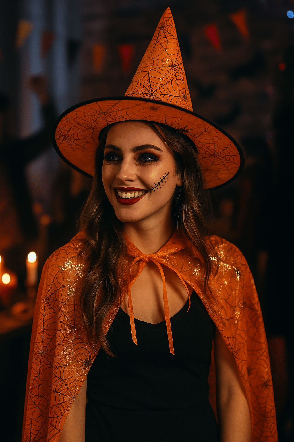 Hallowen pelerin şapka tk.tur-alt/kırm-alt kostüm