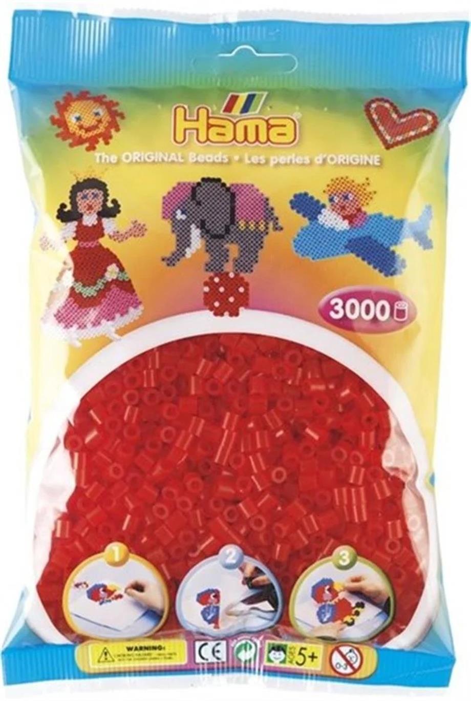 Hama Midi Boncuk 3.000'lik - Şeffaf Kırmızı