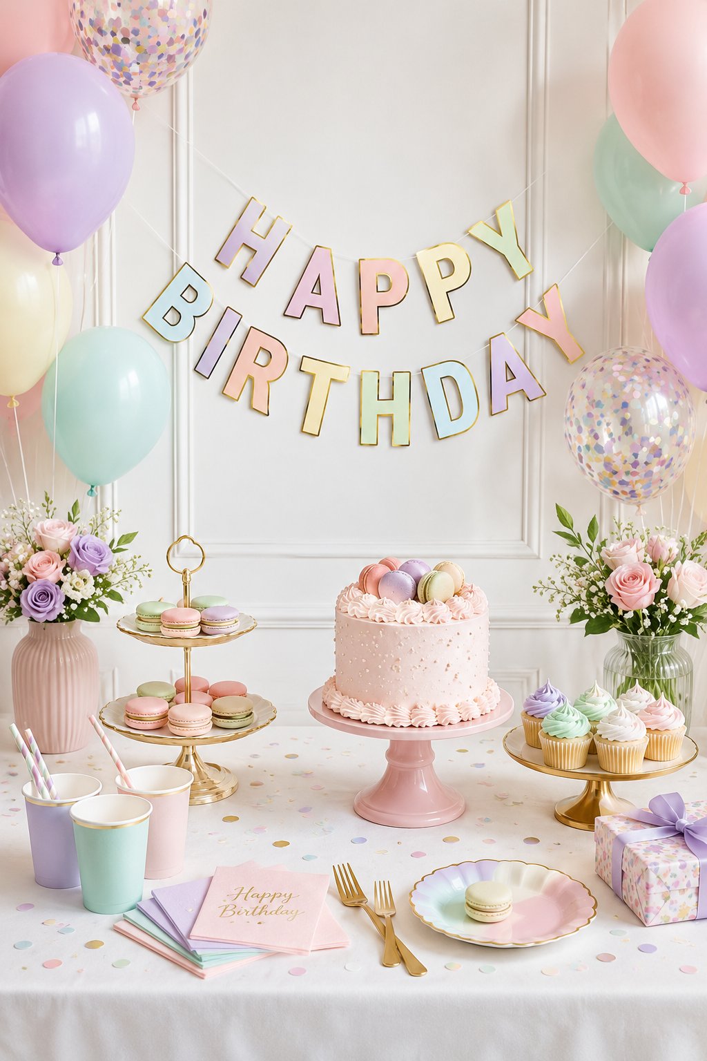Happy Birthday Banner MAKARON Varaklı