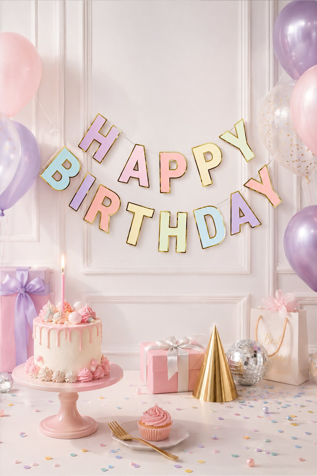 Happy Birthday Banner MAKARON Varaklı