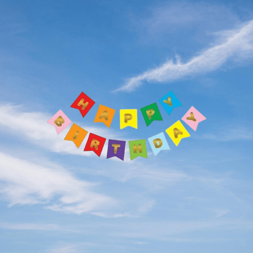 Happy Birthday Banner Rengarenk Zemin üstüne yazısı Gold-altın Varaklı Lüks Karton Doğum Günü Yazısı Flama
