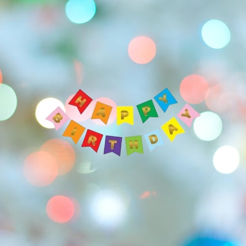 Happy Birthday Banner Rengarenk Zemin üstüne yazısı Gold-altın Varaklı Lüks Karton Doğum Günü Yazısı Flama