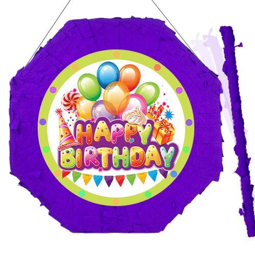 Happy Birthday Pinyata Mavi 42cm + Sopası Doğum Günü Eğlencesi Pinyata Patlatma Partisi