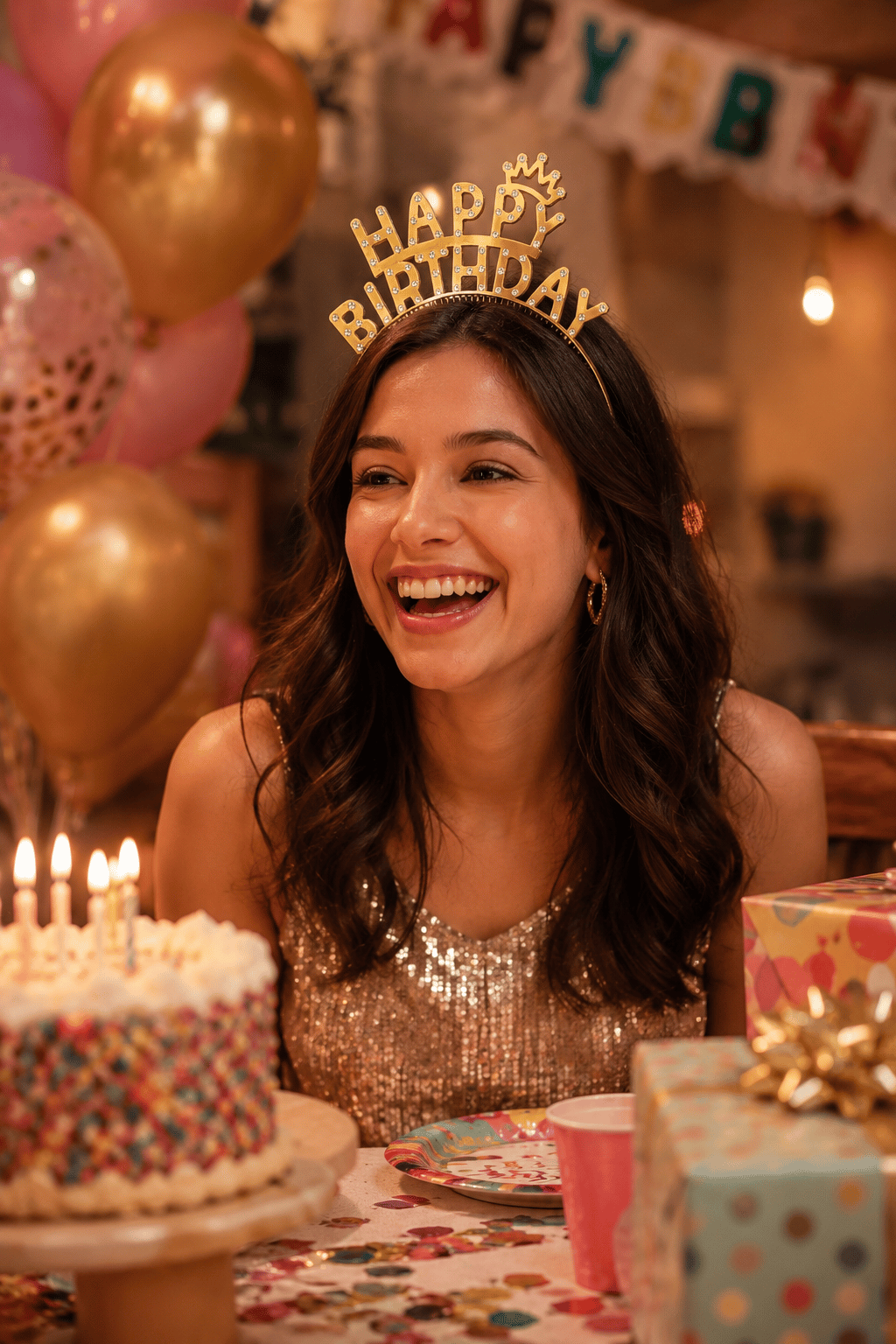 Happy Birthday Plastik Taç Gold Renk Taçlı Tasarım Doğum Günü Parti Kostüm Eğlence Aksesuarı