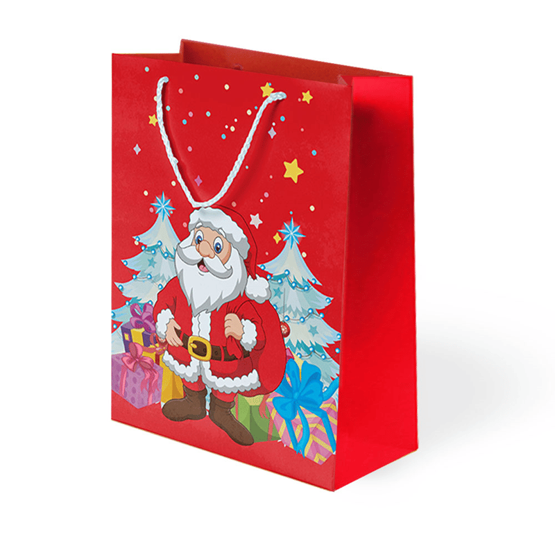 Hediyelik Çantası Büklüm sap noel baba 25x30x9