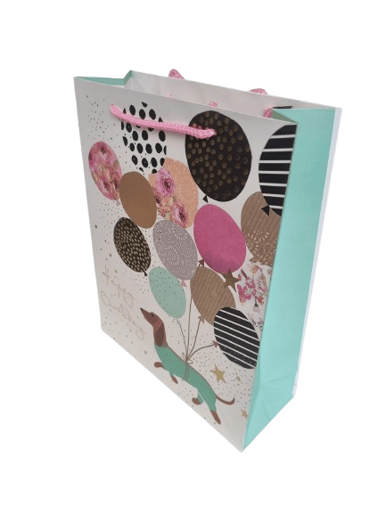 Hediyelik karton çanta Happy Birthday lüks 26x32x10 pembe desen