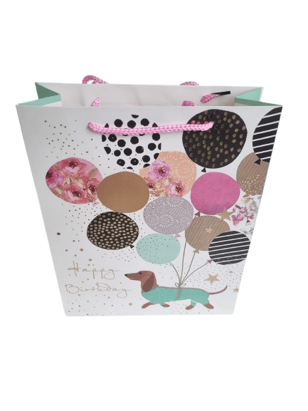 Hediyelik karton çanta Happy Birthday lüks 26x32x10 pembe desen