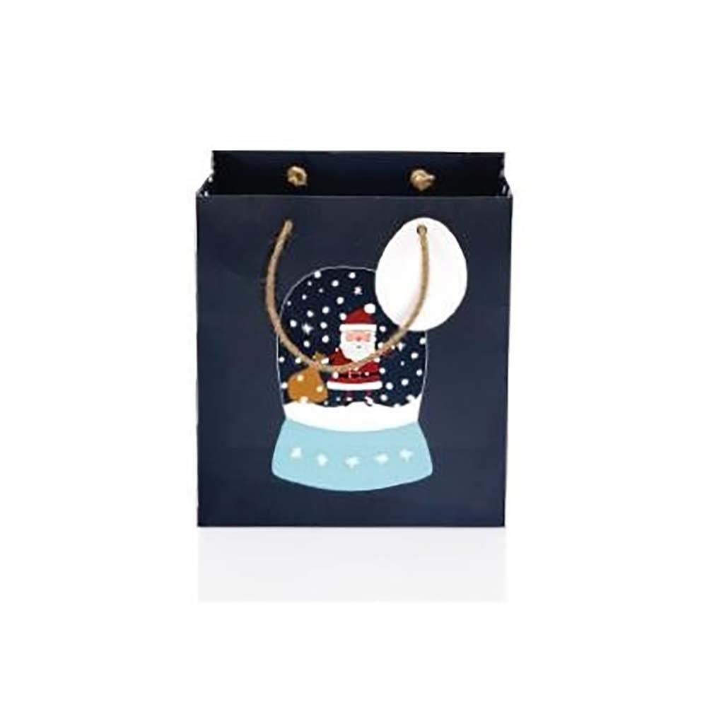 Hediyelık Karton Çanta Snowglobe B4 Çanta 22x24x12cm Noel babalı