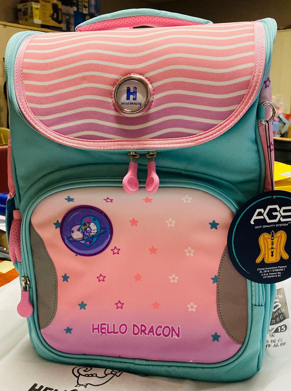 Hello Dragon 2025 model yeni seri Okul Çantası Model 16 Pembe CN0041 Ags sistem Süspansiyonlu ağırlık hissettirmeyen çanta