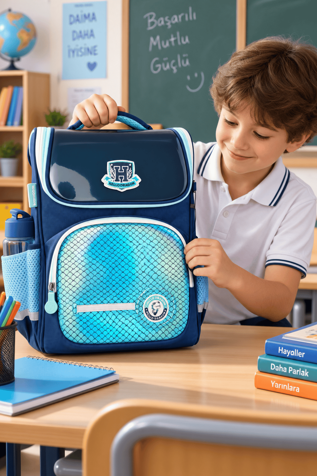 Hello Dragon Okul Çantası Mod 5 Light Blue CN0009