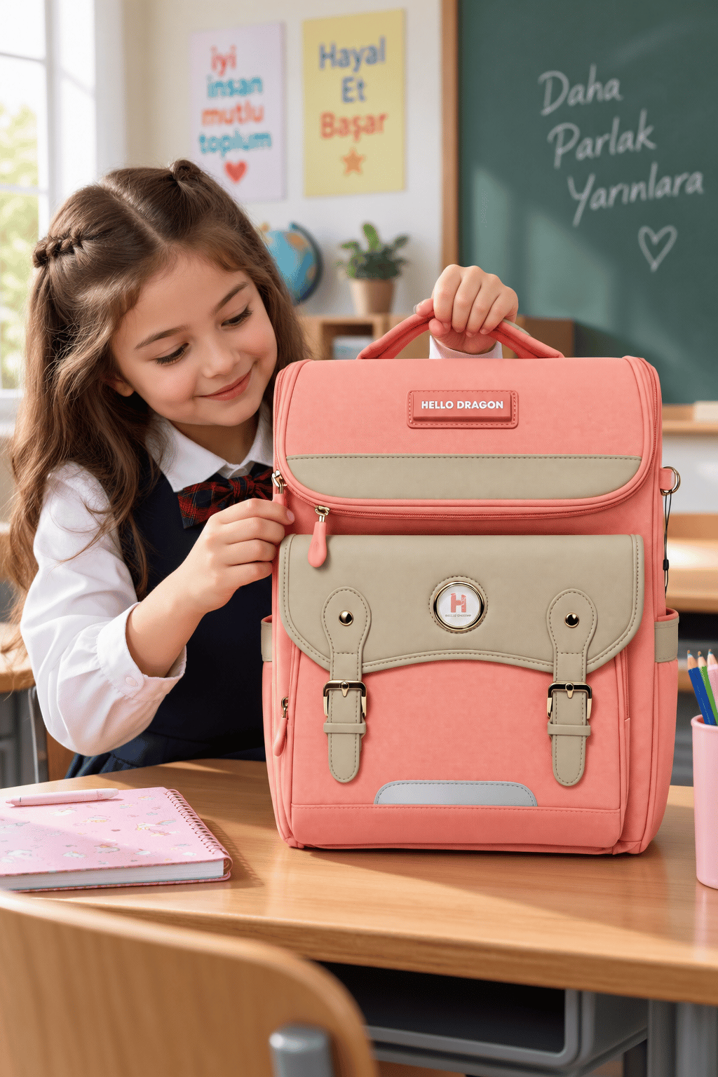 Hello Dragon Okul Çantası Model 13 Pembe CN0034