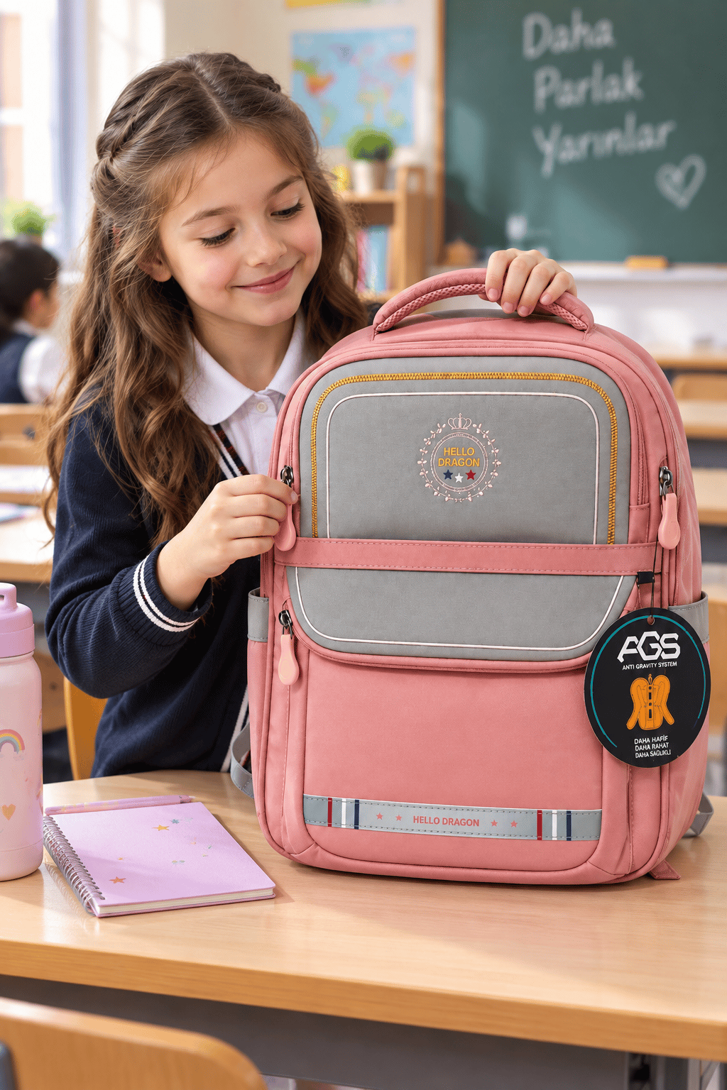 Hello Dragon Okul Çantası Model 15 Pembe CN0039
