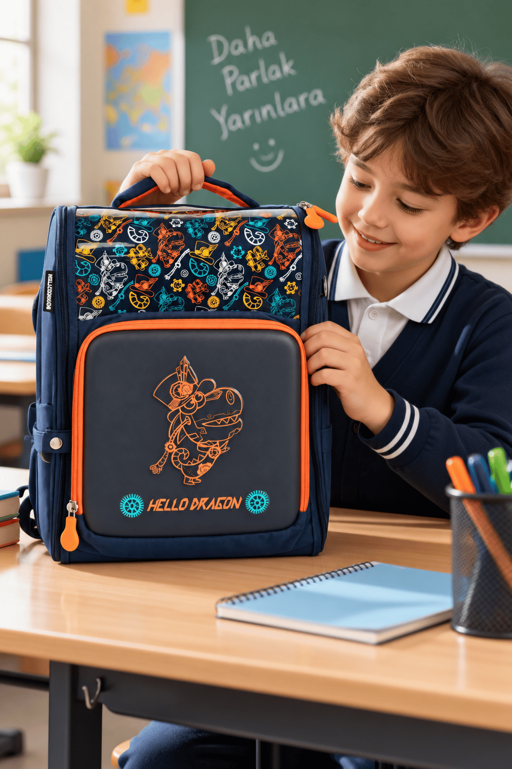 Hello Dragon Okul Çantası Model 7 Blue CN0014