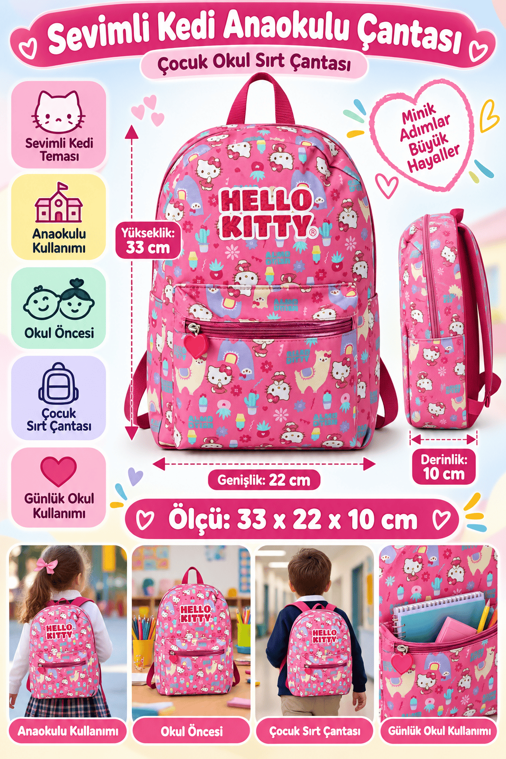 Hello Kitty Anaokulu Çantası 2222