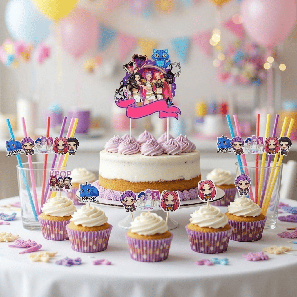 Huntrix K-Pop Demon Hunter Parti Seti Cupcake Pasta Süsü Dekor