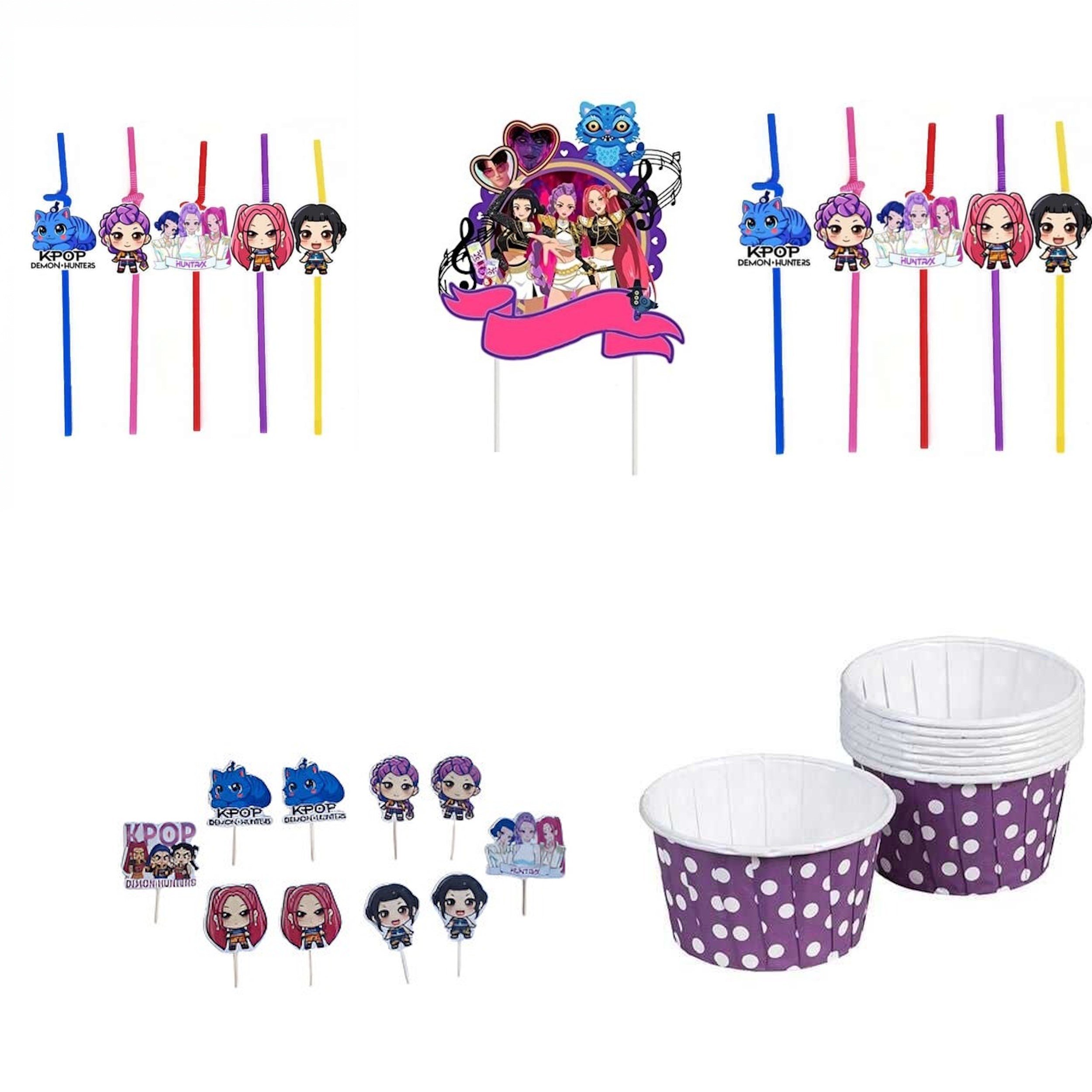 Huntrix K-Pop Demon Hunter Parti Seti Cupcake Pasta Süsü Dekor
