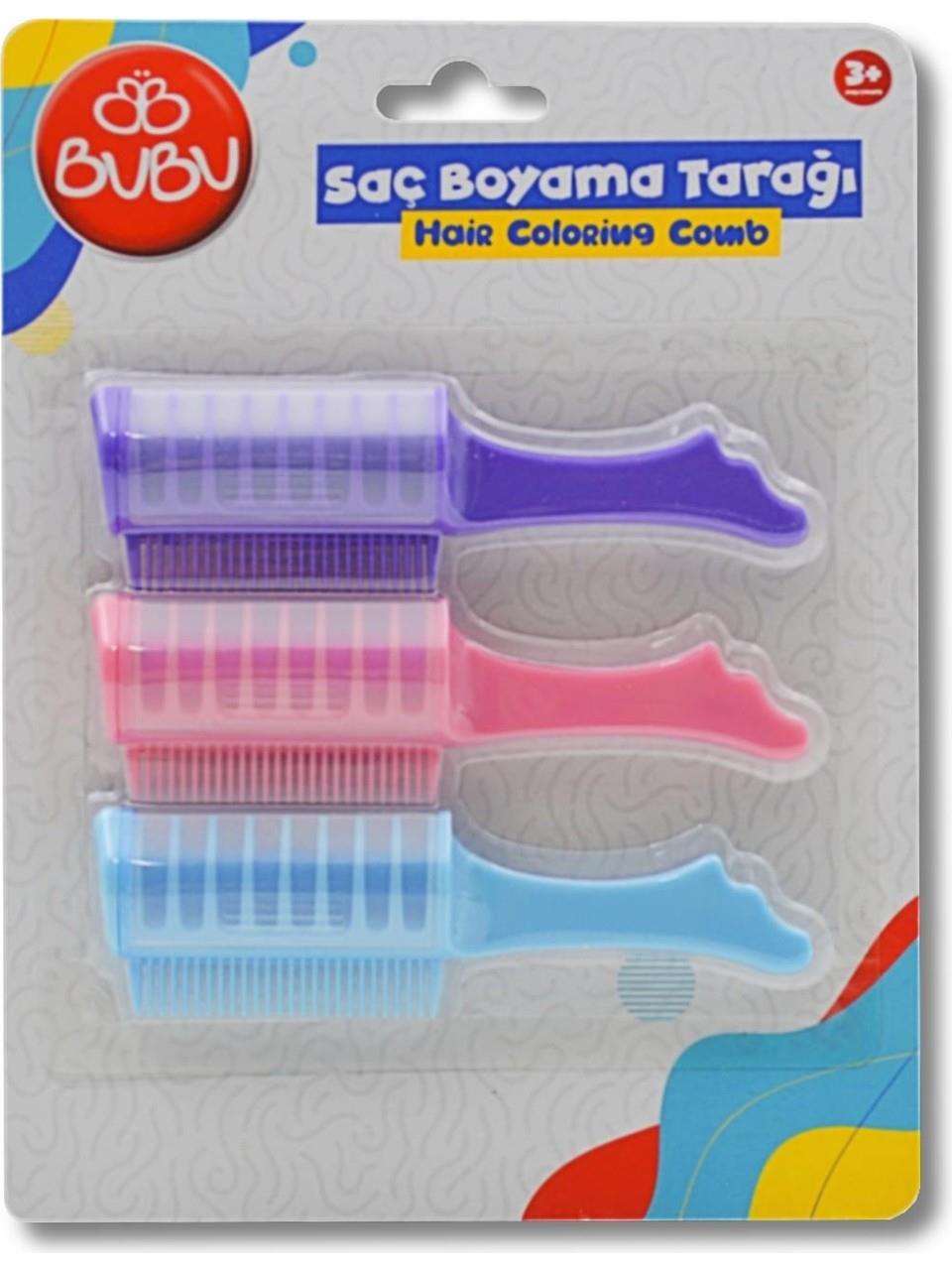 İçinde 3 renkli boyası olan Saç Boyama Tarağı 3'lü renk BU-BU