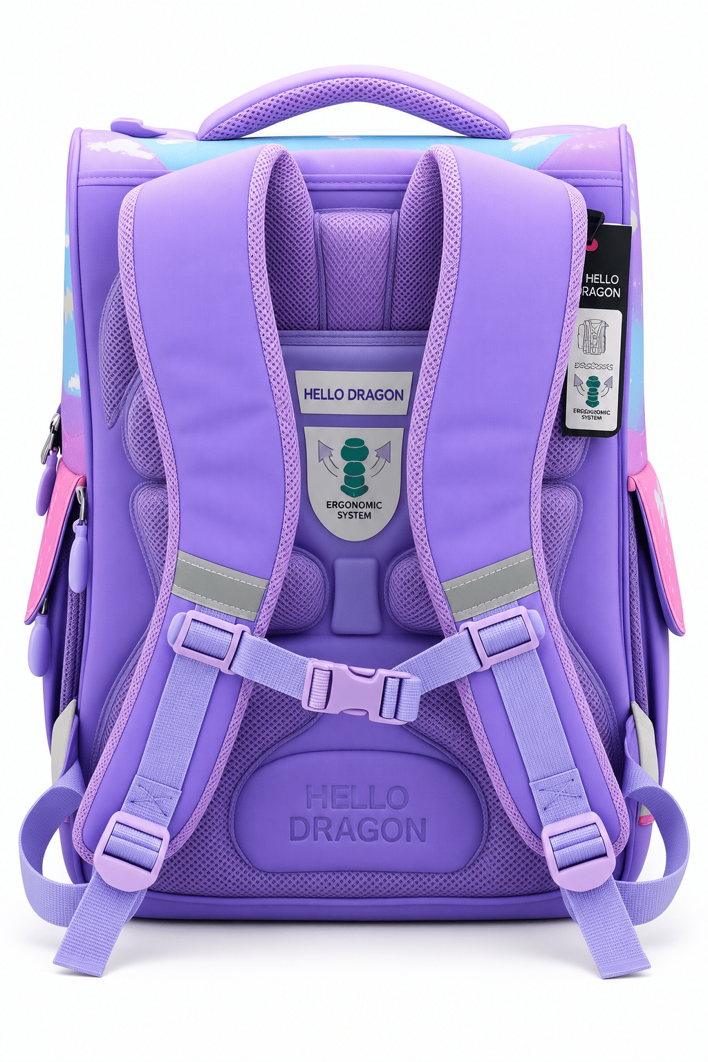 İlkokul Okul Çantası Hello Dragon Model 16 Mor Antigravity 38x30x16 cm