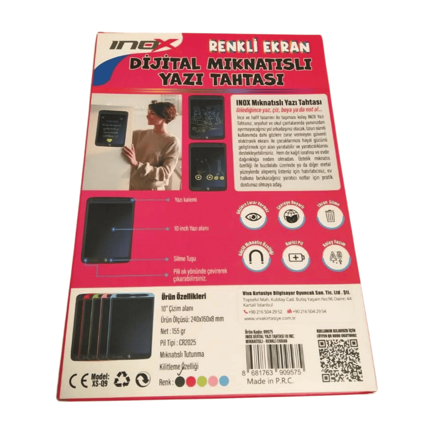Inox Dijital Yazı Tahtası 10inc Mıknatıslı Kırmızı