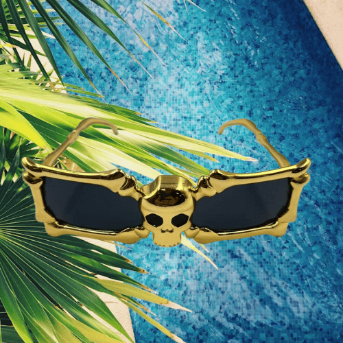 İskelet Kemik Temalı Altın Parti Gözlüğü
