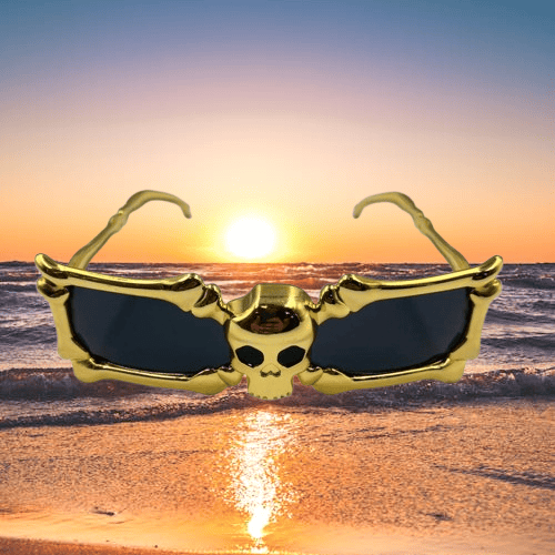 İskelet Kemik Temalı Altın Parti Gözlüğü