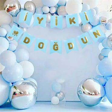 İyi ki Doğdun Banner Mavi renk üstüne Gold altın Varaklı yazı, Karton Doğum Günü Yazısı Flama