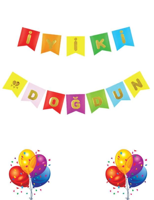 İyiki Doğdun Banner Canlı rengarenk yazısı Altın Gold 