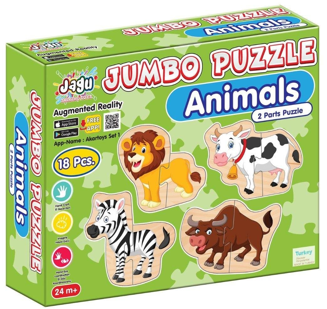 Jagu 2 Parçalı Jumbo Puzzle Hayvanlar 18 Parça