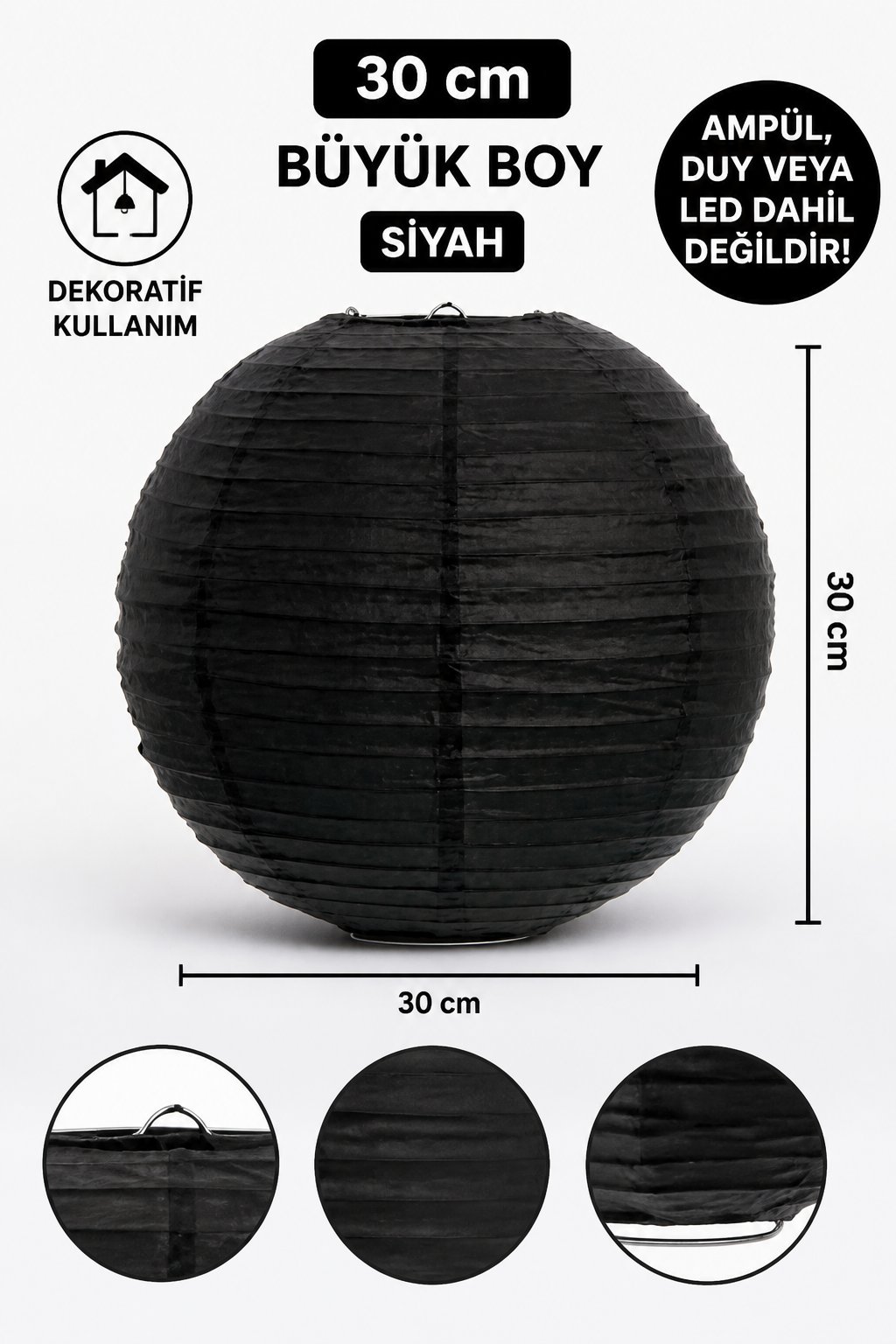 Japon Feneri büyük SİYAH 30cm