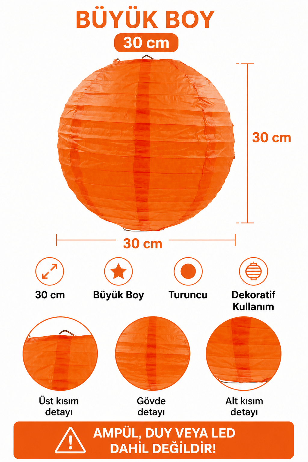 Japon Feneri büyük TURUNCU 30cm
