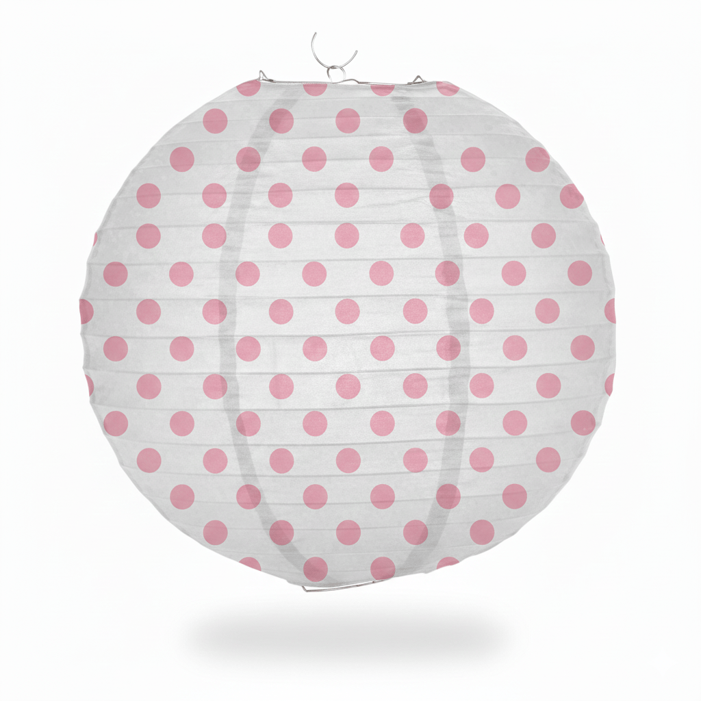 Japon Feneri -Çin Feneri Büyük puantiyeli Pembe 25cm